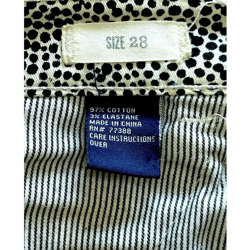 MADEWELL Safari Dotted Print Pants Mid Rise Ankle Stretch Slim White Black